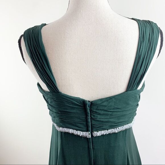 Liancarlo Couture Dark Green Silk Chiffon Grecian Gown w/Beading Sz 12 - Picture 7 of 13